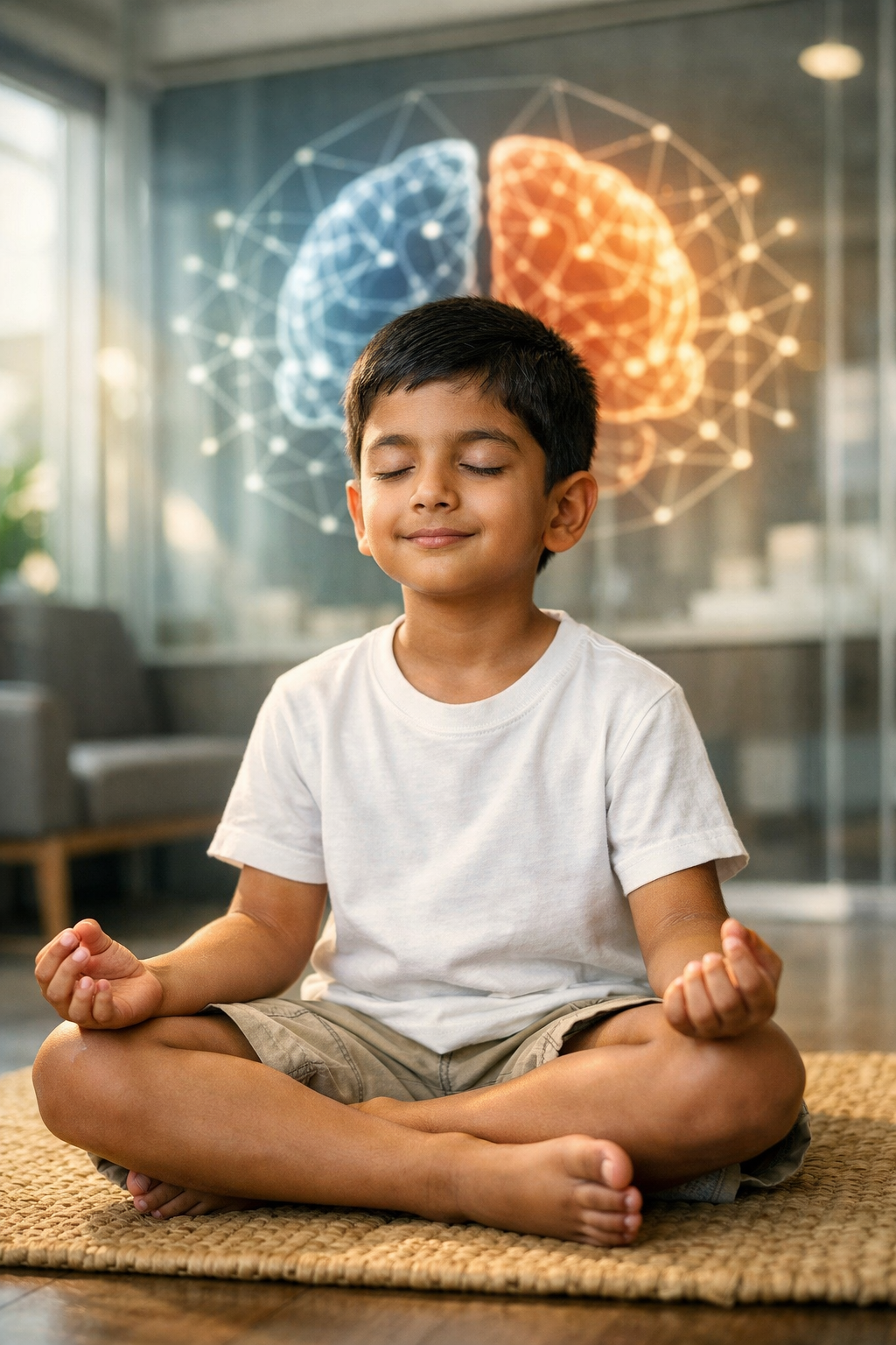 Child meditating peacefully